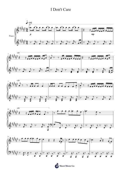I Don't Care Sheet Music by Ed Sheeran/Justin Bieber-Arr.Joneshouse