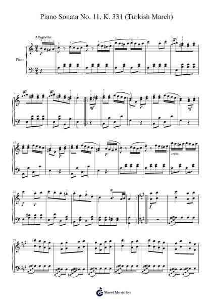 Piano Sonata No. 11 in A Major, K. 331: III. Rondo Alla Turca Sheet Music by Wolfgang Amadeus Mozart-Arr.Lawwald
