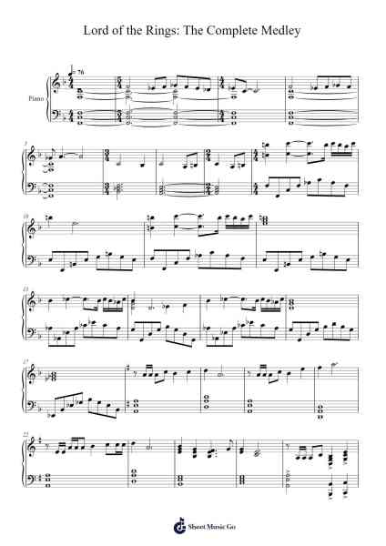 Lord of the Rings: The Complete Medley Sheet Music by Howard Shore-Arr.Totience Queesom