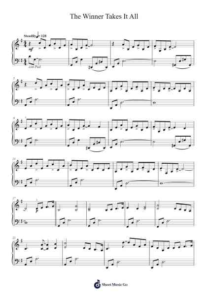 The Winner Takes It All Sheet Music by ABBA-Arr.Marjill