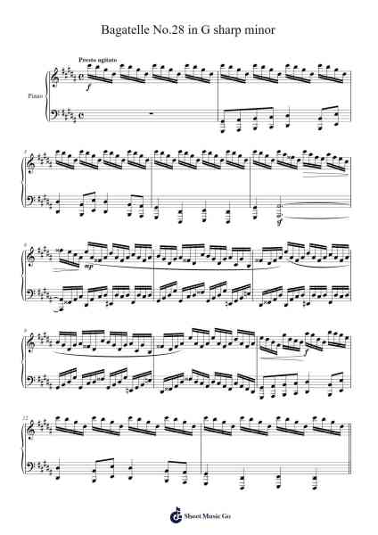 Bagatelle No.28 in G sharp minor Sheet Music by Ludwig van Beethoven-Arr.Chandys Jehan