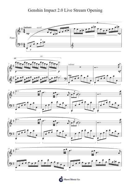 Genshin Impact 2.0 Live Stream opening Sheet Music by Yu-Peng Chen-Arr.Billel Samry