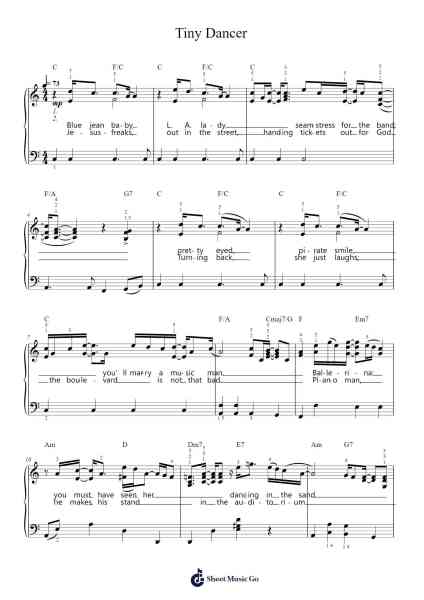 Tiny Dancer Sheet Music by Elton John-Arr.Georfoe