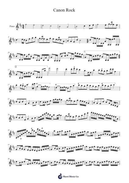 Canon Rock Sheet Music by JerryC-Arr.Vabuck Clevevien