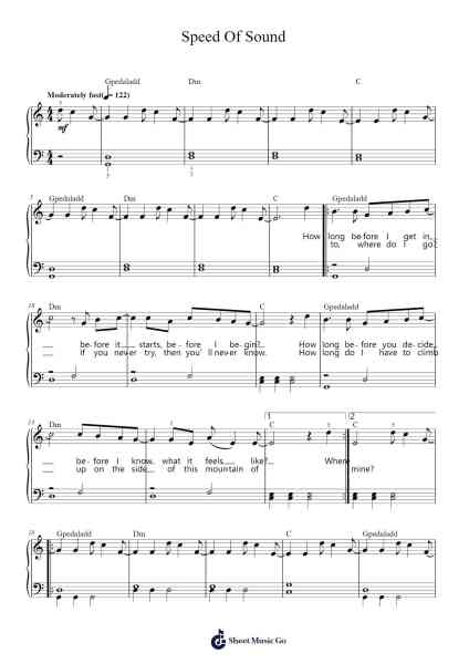 Speed Of Sound Musica per pianoforte di Coldplay - Arr.Irbald Jouvier