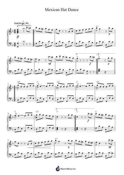 Mexican Hat Dance (Jarabe Topatio) Sheet Music by F.A. Partichela-Arr.Toutfey