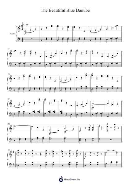 The Beautiful Blue Danube, Op. 314 Sheet Music by Johann Strauss Jr.-Arr.Cocon