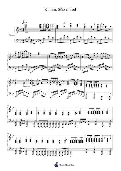 Komm, Süsser Tod Sheet Music by Shirō Sagisu-Arr.Walshses