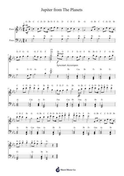 The Planets, Op. 32: IV. Jupiter, the Bringer of Jollity Sheet Music by Gustav Holst-Arr.Garfer Adexe