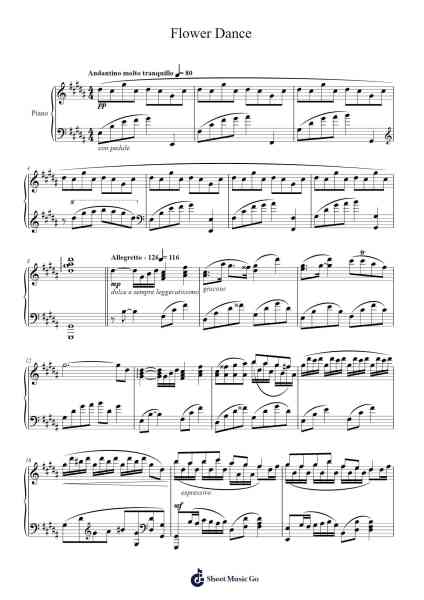 Flower Dance Sheet Music by DJ Okawari-Arr.Galor Mifrey