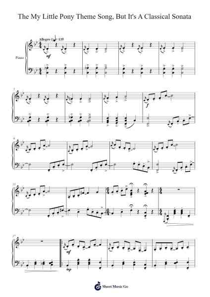 The My Little Pony Theme Song, But It's A Classical Sonata Sheet Music by Houserin Dierde-Arr.Kyletus Stanchloe