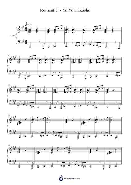 Romantic! - Yu Yu Hakusho Sheet Music by Freddrich-Arr.Hillian