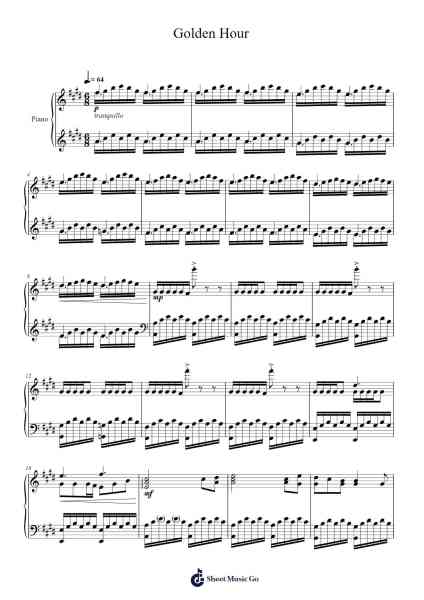 Golden Hour Sheet Music by JVKE-Arr.Bardries Popelroy