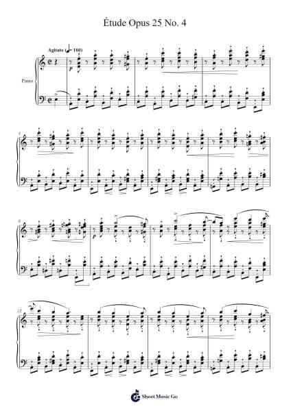 Étude Op. 25 No. 4 in A Minor Sheet Music by Frédéric François Chopin-Arr.Atwright