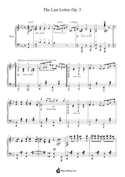 The Last Letter, Op. 3 Sheet Music by Székely Aladár-Arr.Brongus Chadkiel