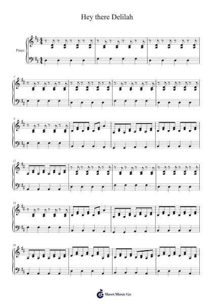 Hey there Delilah Sheet Music by Plain White T’s-Arr.Leifclaire Frankbrooke