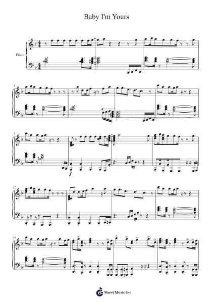 Baby I'm Yours Sheet Music by Breakbot-Arr.Shirnett