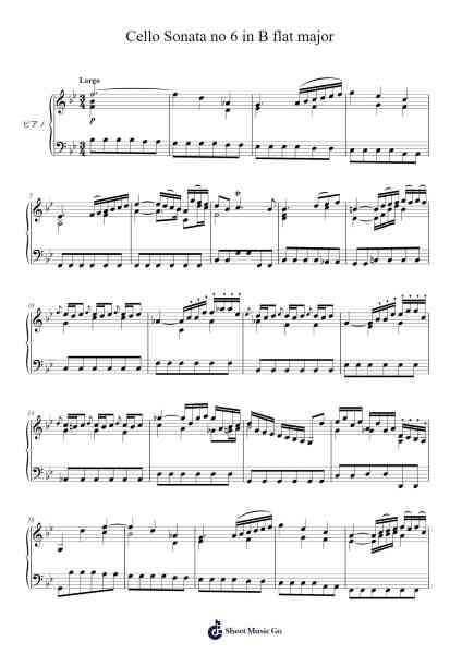 Cello Sonata No. 6 in B-flat Major, RV 46: I. Largo Sheet Music by Antonio Vivaldi-Arr.Maclup
