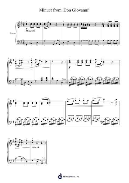 Minuet from 'Don Giovanni', K. 527 Sheet Music by -Arr.Sidser