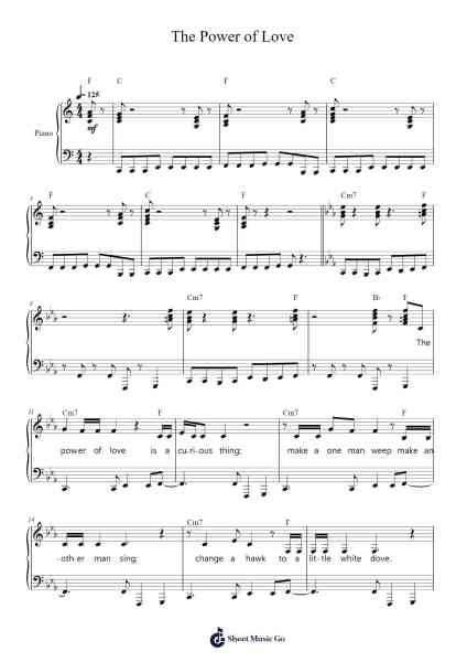 The Power of Love Sheet Music by Huey Lewis & The News-Arr.Joedrich