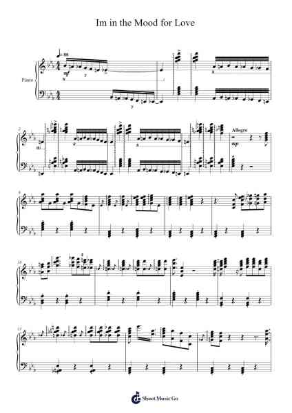 Im in the Mood for Love Sheet Music by Doris Day-Arr.Montbee