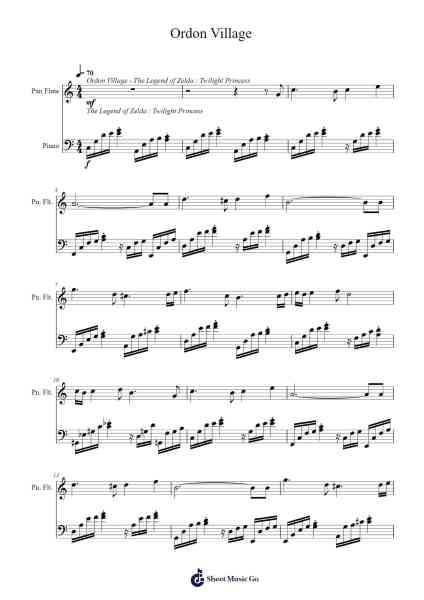 The Legend of Zelda Twilight Princess - Ordon Village Sheet Music by Toru Minegishi-Arr.Shertram