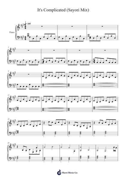 It's Complicated (Sayori Mix) Sheet Music by StarrieBlue-Arr.Diabaird