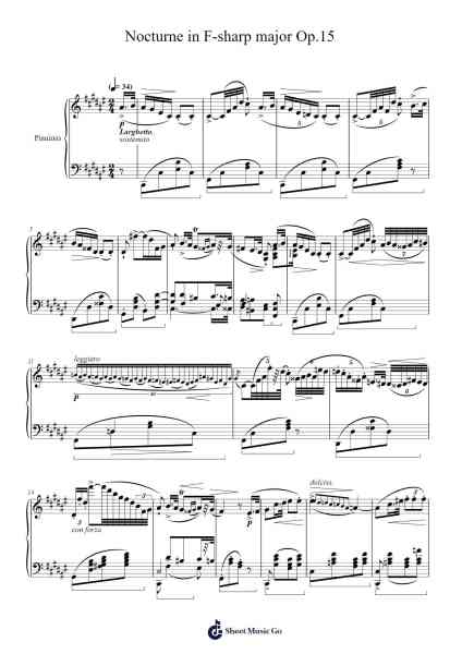 Nocturne in F-sharp Major, Op. 15 Sheet Music by Frédéric Chopin-Arr.Raelo