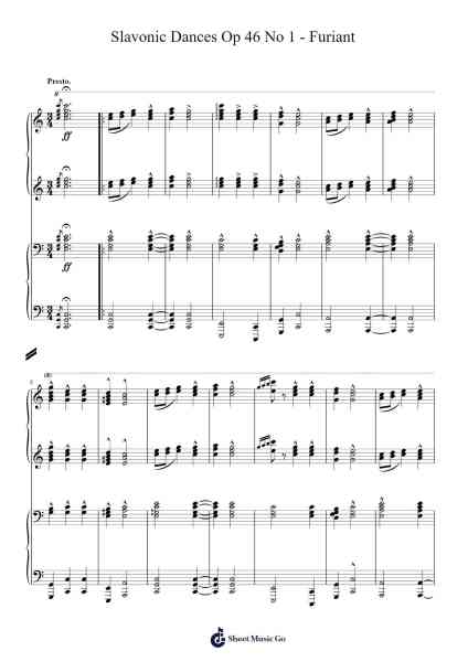 Slavonic Dances Op. 46 No. 1 "Furiant" Sheet Music by Antonín Dvořák-Arr.Bloorvogt