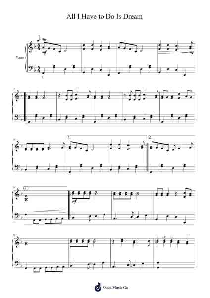 All I Have to Do Is Dream Sheet Music by The Everly Brothers-Arr.Rhysgel Dilcooke