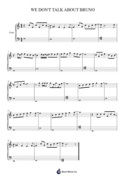 WE DON'T TALK ABOUT BRUNO Sheet Music by Lin-Manuel Miranda-Arr.Hilye