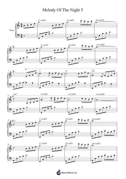 Melody Of The Night 5 Sheet Music by Piano Tutorial-Arr.Saxbraith