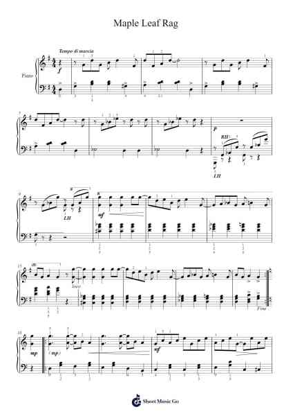 Maple Leaf Rag Sheet Music by Scott Joplin-Arr.Jillcooke Murday