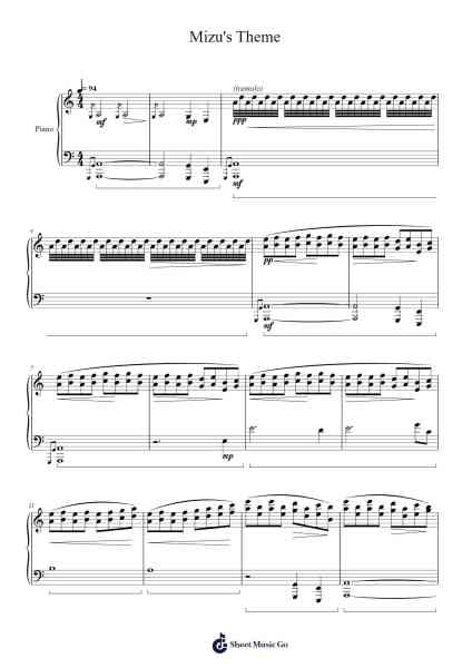 Mizu's Theme Sheet Music by Amie Doherty-Arr.Mollwalsh Dinions