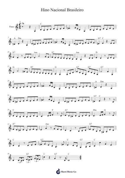 Hino Nacional Brasileiro Sheet Music by Francisco Manoel da Silva-Arr.Graril