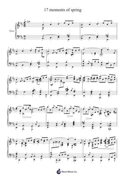 17 moments of spring Sheet Music by Mikaël Tariverdiev-Arr.Webbkay