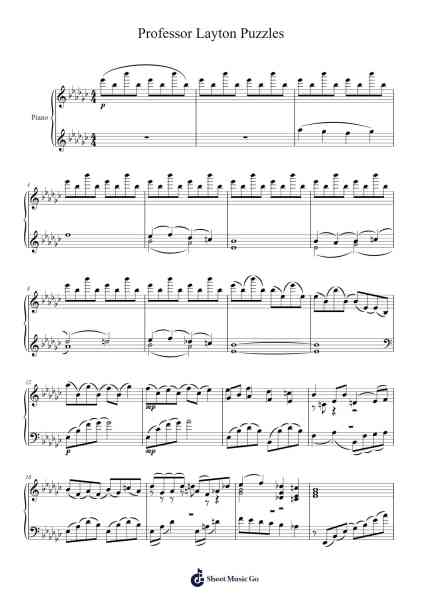Professor Layton Puzzles Piano Version Sheet Music by undefined-Arr.Kelniell Bircer
