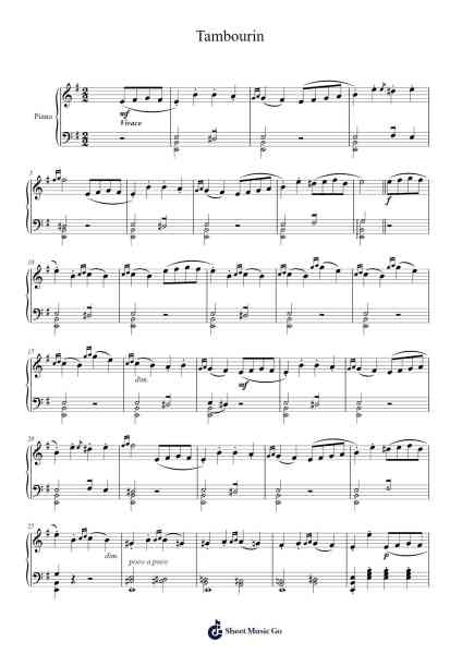 Tambourin Sheet Music by Jean Philippe Rameau-Arr.Adnest Fitzvin