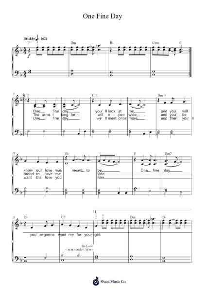 One Fine Day Sheet Music by Carole King-Arr.Boyleva Efglan