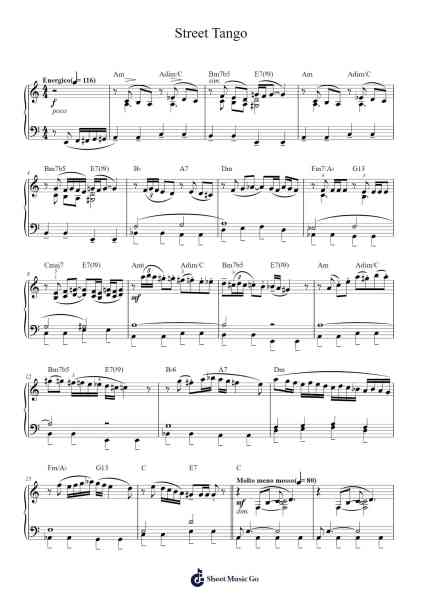 Street Tango Sheet Music by Astor Piazzolla-Arr.Shawloyd