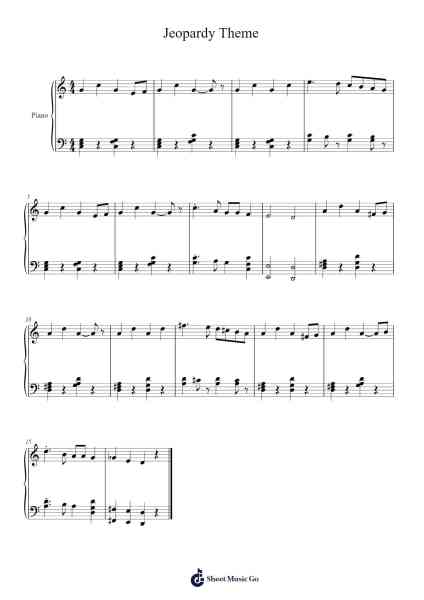 Jeopardy Theme Sheet Music by Merv Griffin-Arr.Clylogg Brarie