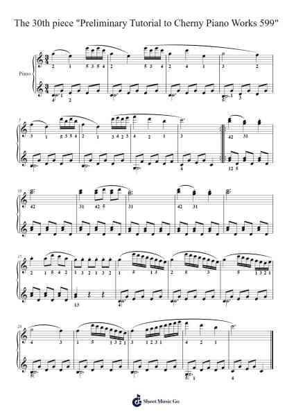 The 30th piece "Preliminary Tutorial to Cherny Piano Works 599" Sheet Music by Czerny-Arr.Bushple