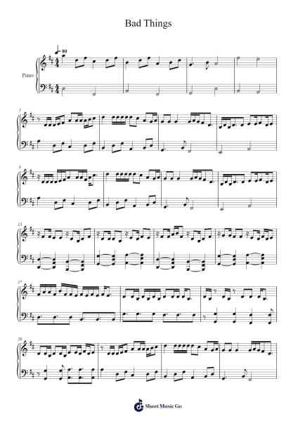 Bad Things Sheet Music by MGK/Camila Cabello-Arr.Selo Lysel