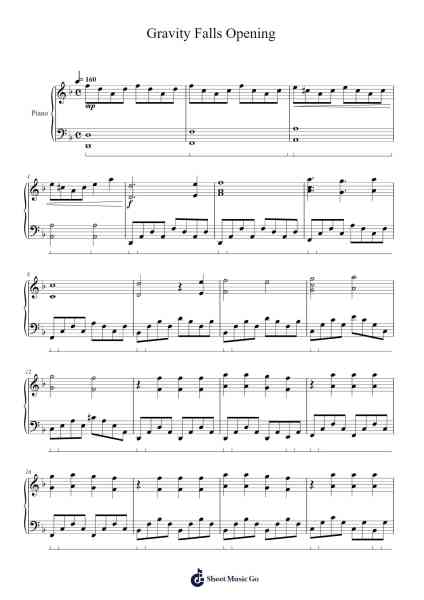 Gravity Falls Opening Sheet Music by Brad Breeck-Arr.Oisenwoolf
