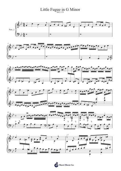 Fugue in G Minor, BWV 578 "Little" Sheet Music by Johann Sebastian Bach-Arr.Hartkeats