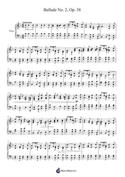 Ballade No. 2 in F Major, Op. 38 Sheet Music by Frédéric Chopin-Arr.Vebted Saulquinn