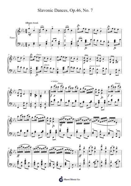 Slavonic Dances, Op.46, No. 7 Sheet Music by Antonín Dvořák-Arr.Bulwatt Beergrant