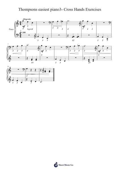 Thompsons easiest piano3- Cross Hands Exercises Sheet Music by John Thompson-Arr.Nestowe Yorkse