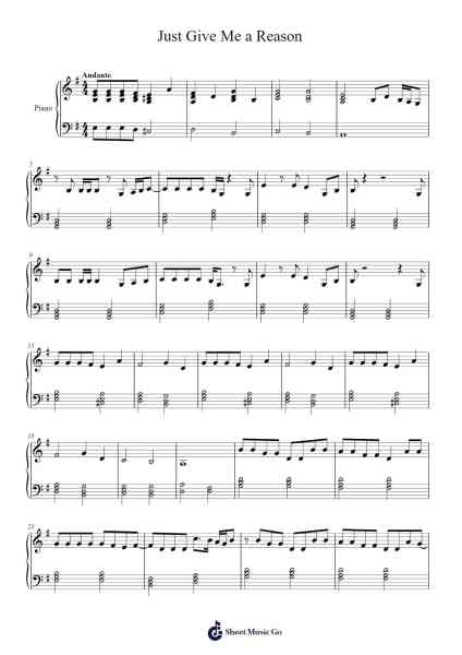 Just Give Me a Reason Sheet Music by P!nk-Arr.Gedodd