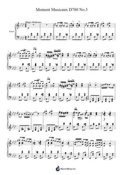 Moments Musicaux, D. 780: No. 3 in F Minor Sheet Music by Franz Schubert-Arr.Totience Queesom